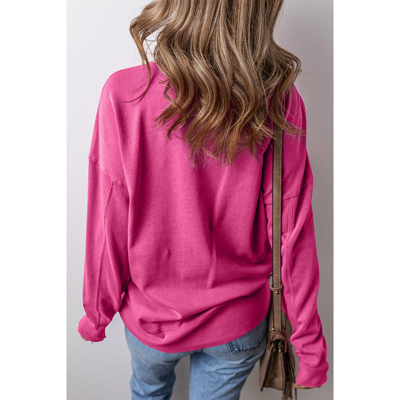 Casual Loose Shoulder Long Sleeve Bottoming Shirt For Women