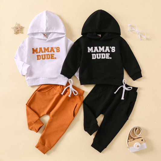 New Hoodie Letter Printed Solid Color Trousers Suit