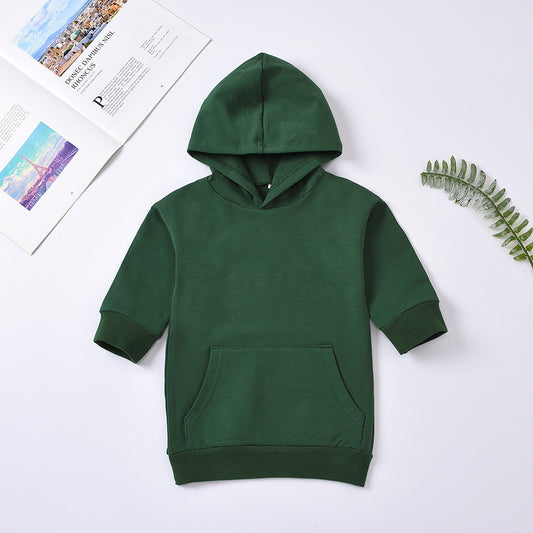 Candy-colored hooded medium length hoodie