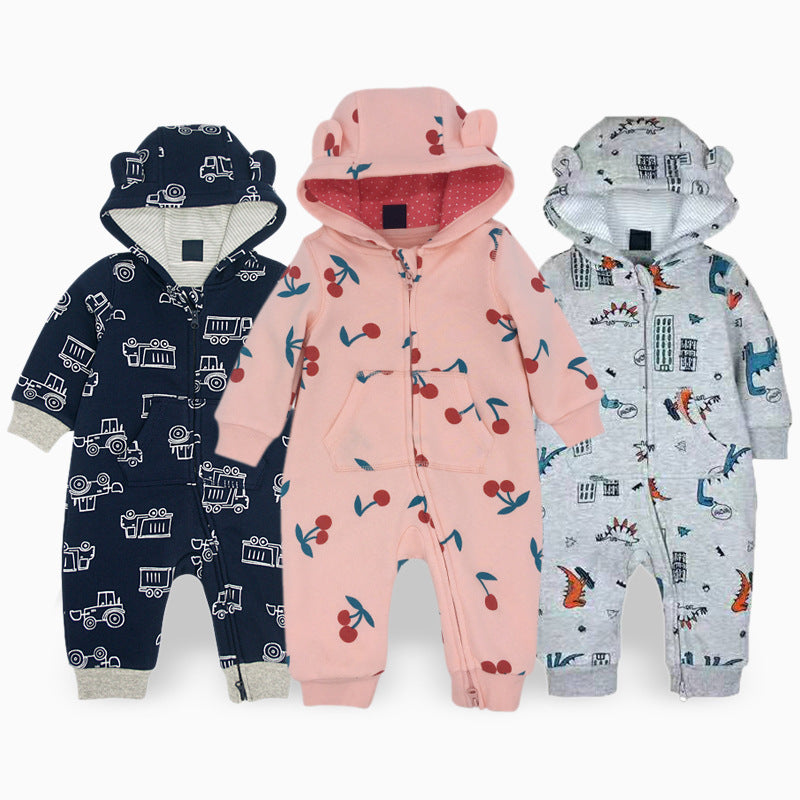 Fashion Cartoon Baby Hoodie With Double End Zipper