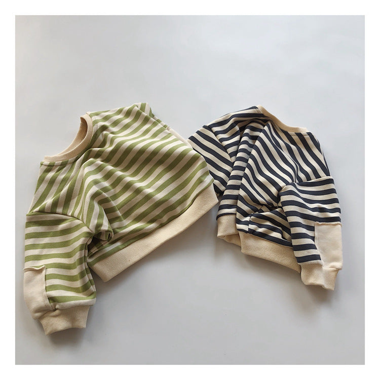 Children's striped hoodie wool snare jumper