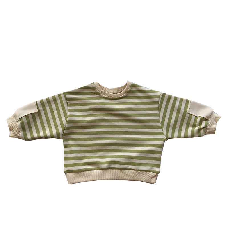 Children's striped hoodie wool snare jumper