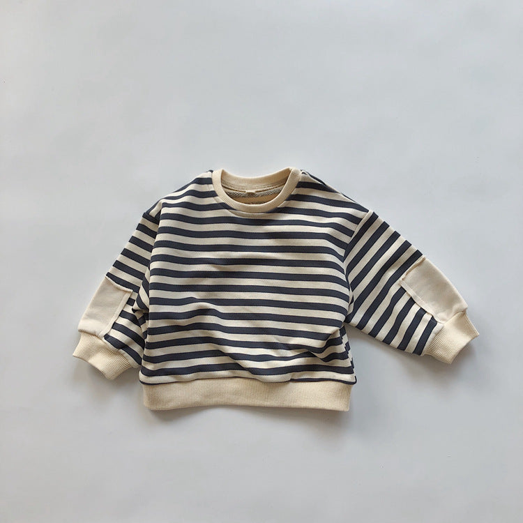 Children's striped hoodie wool snare jumper