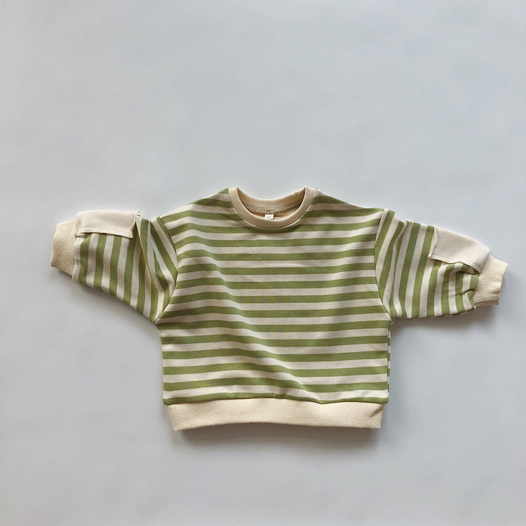 Children's striped hoodie wool snare jumper