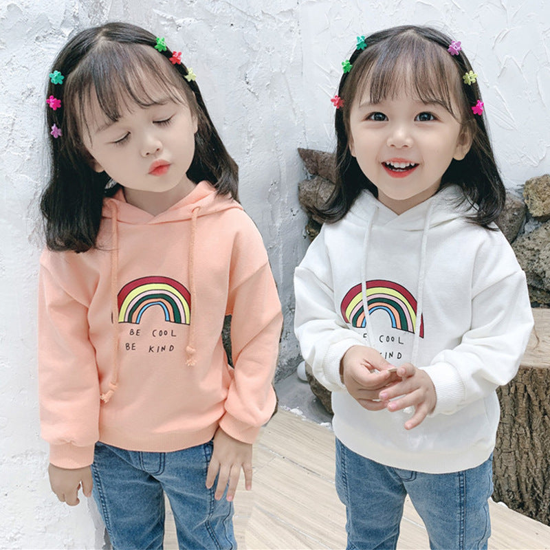 Children's Rainbow Hooded Sweater Bottoming Shirt Hoodie