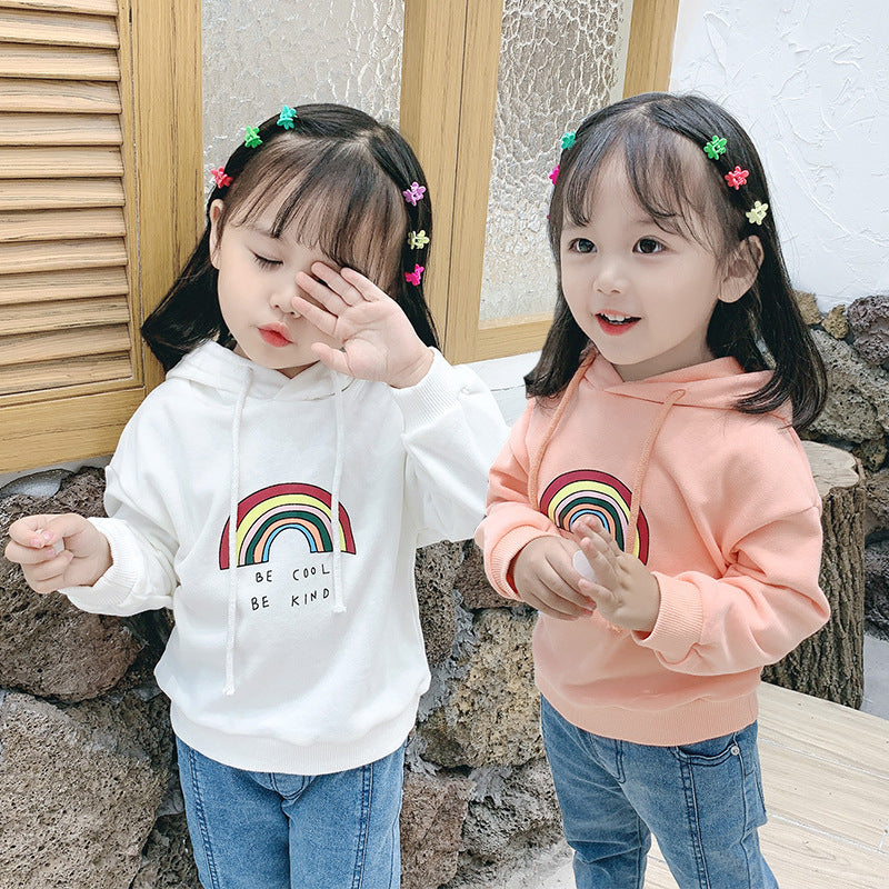 Children's Rainbow Hooded Sweater Bottoming Shirt Hoodie