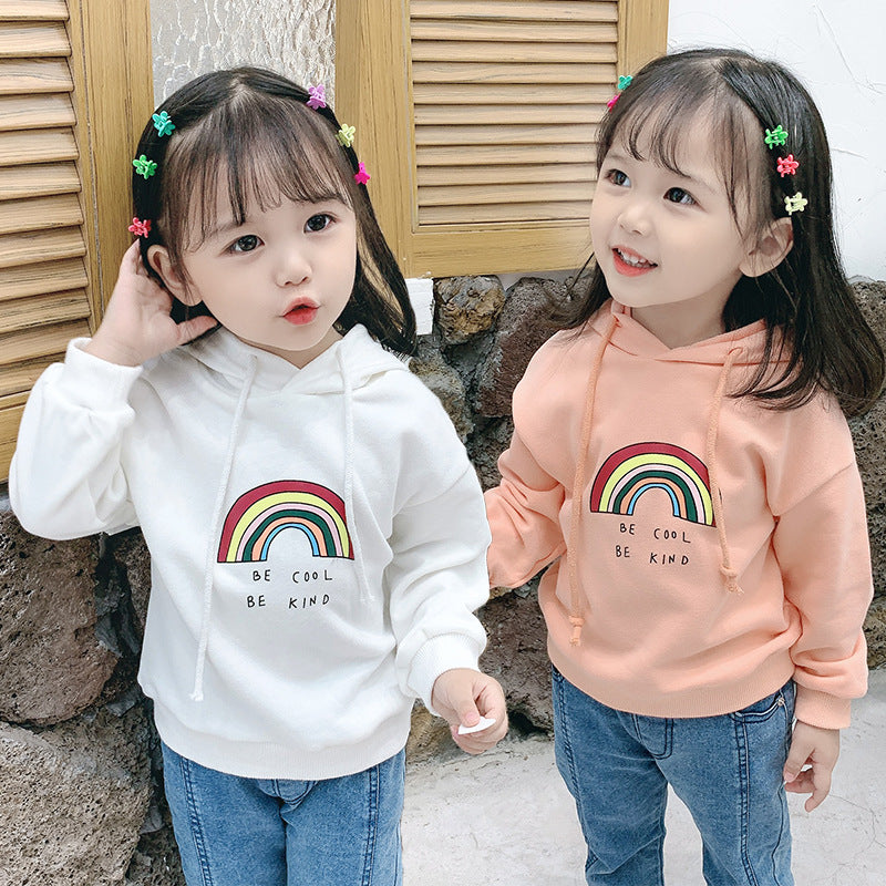 Children's Rainbow Hooded Sweater Bottoming Shirt Hoodie