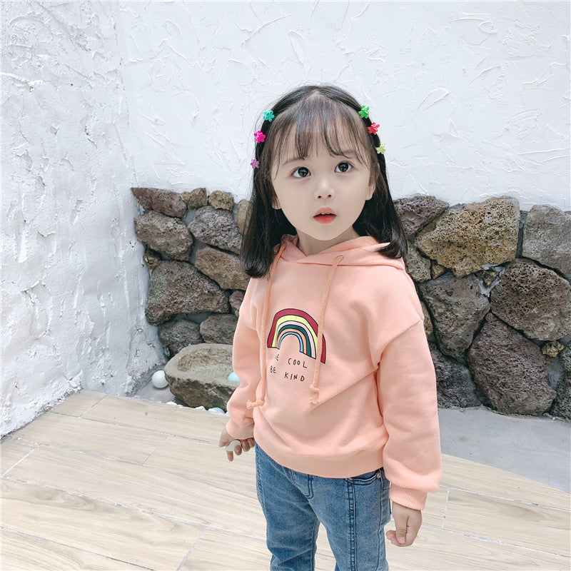 Children's Rainbow Hooded Sweater Bottoming Shirt Hoodie