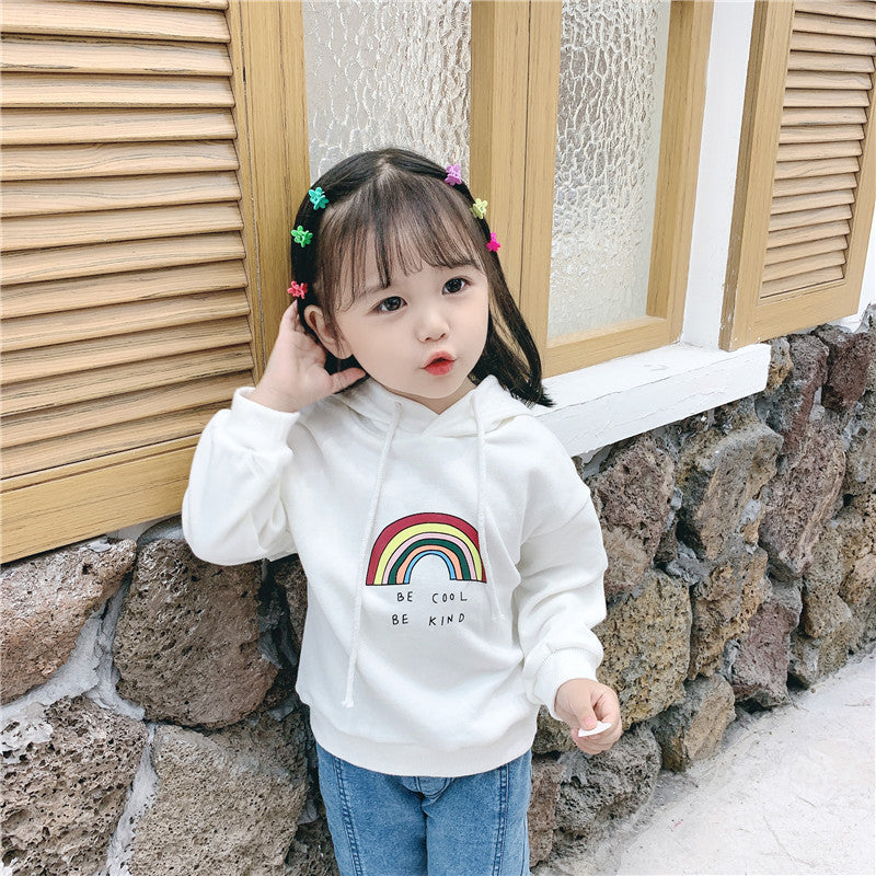 Children's Rainbow Hooded Sweater Bottoming Shirt Hoodie