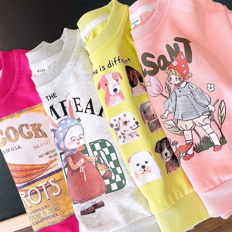 Girl's Loose And Versatile Cartoon Printed Hoodie