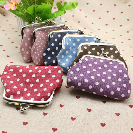 Linen dots zero purse cloth coin bag children wallet creative Taobao small gift wholesale