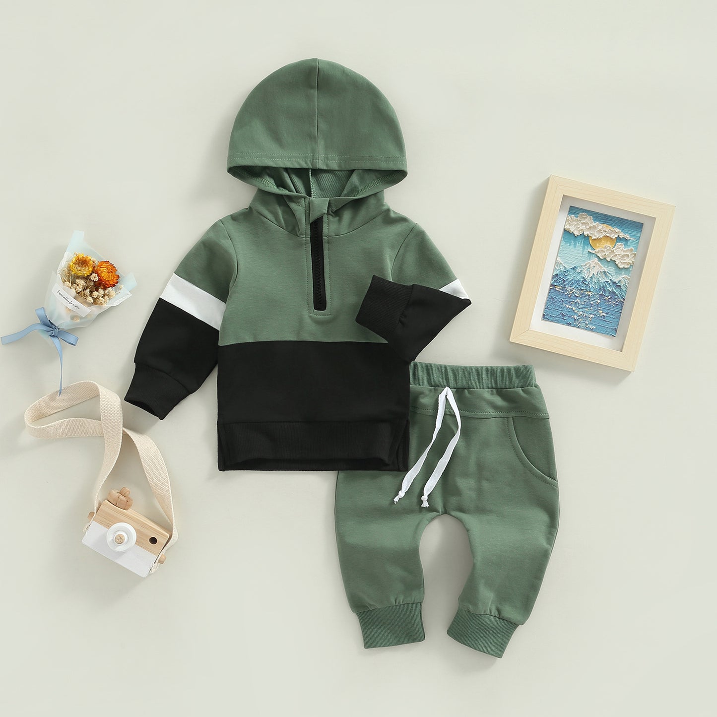 Boys And Girls Hooded Casual Long Sleeve Stitching Hoodie Autumn Children's Suit