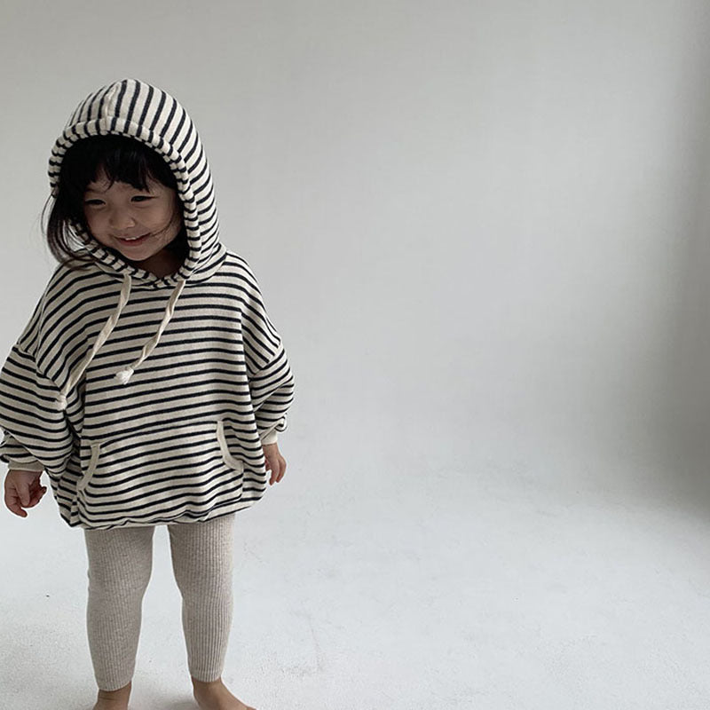 Children's Striped Casual Loose-fitting Hoodie Sweater Coat