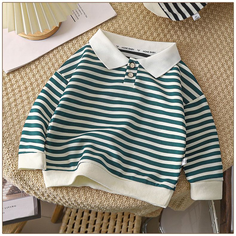 Boys' Versatile College Style Striped Hoodie