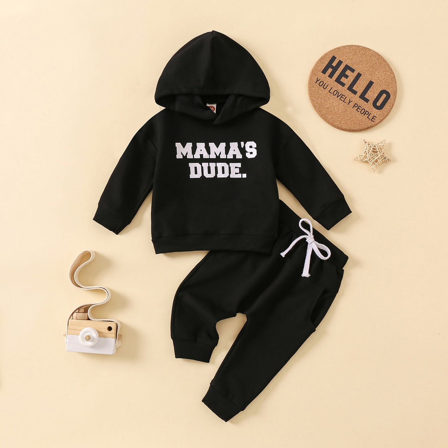 New Hoodie Letter Printed Solid Color Trousers Suit