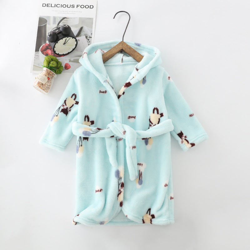 Children Clothing Home Clothes Flannel Men's Women's Hoodie Coral Velvet Night-robe