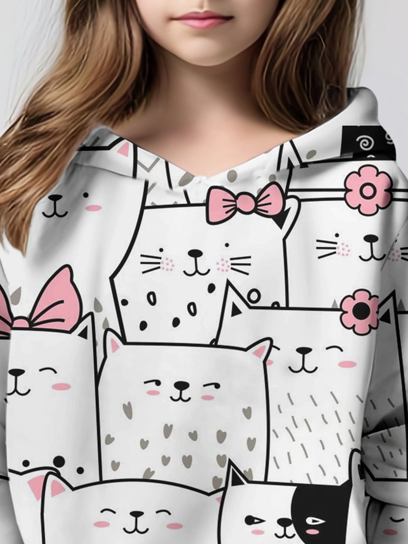 Foreign Trade Wholesale Personalized Cartoon Cat Hoodie Long-sleeved Sweater