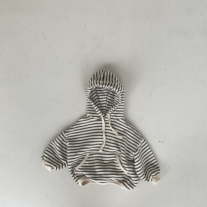 Children's Striped Casual Loose-fitting Hoodie Sweater Coat