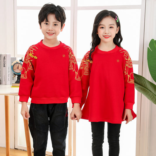 Children's Sweater Winter Chinese Style Boy New Year's Hoodie