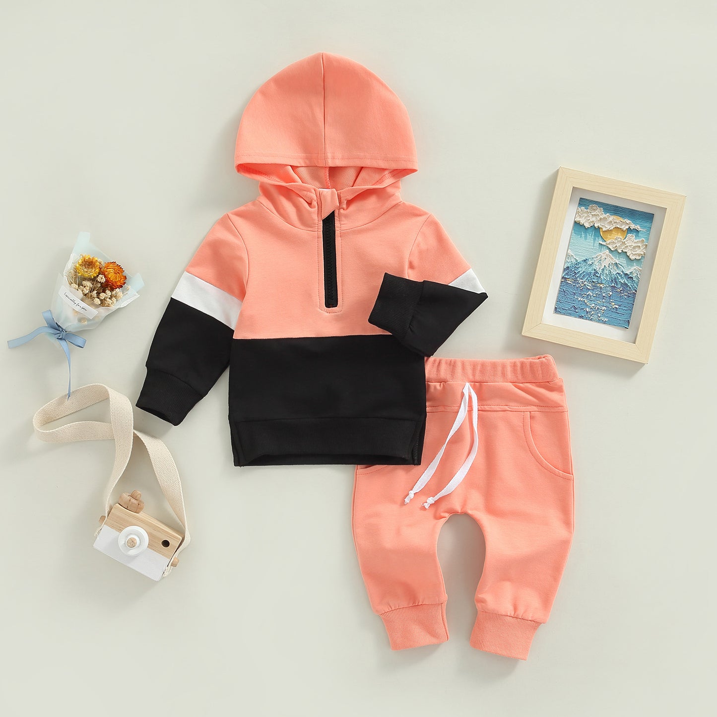 Boys And Girls Hooded Casual Long Sleeve Stitching Hoodie Autumn Children's Suit