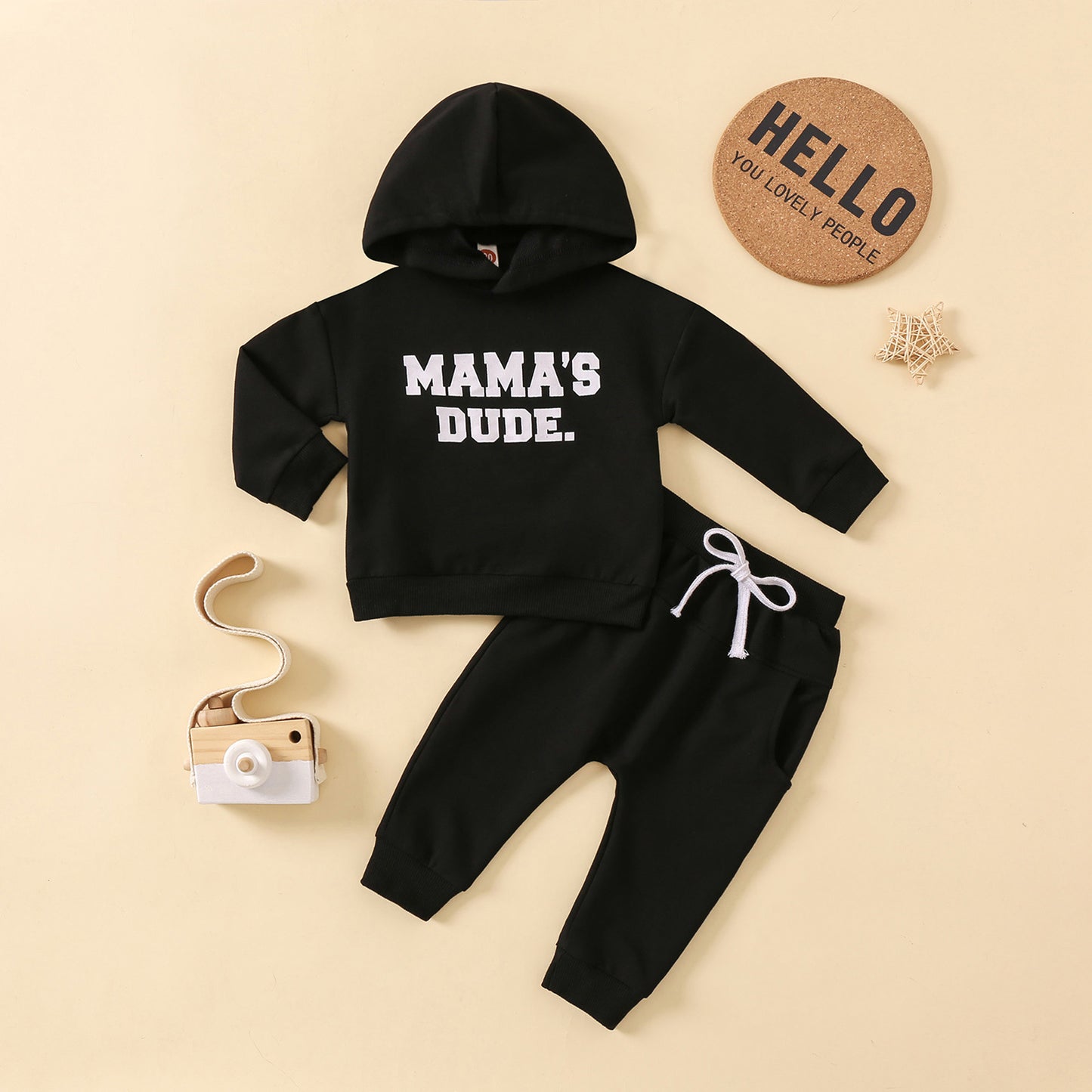 New Hoodie Letter Printed Solid Color Trousers Suit