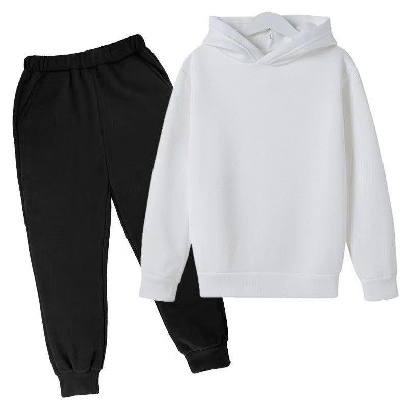 Solid Color Set With Fleece Loose Fitting Hoodie And Pants, Two-piece Set