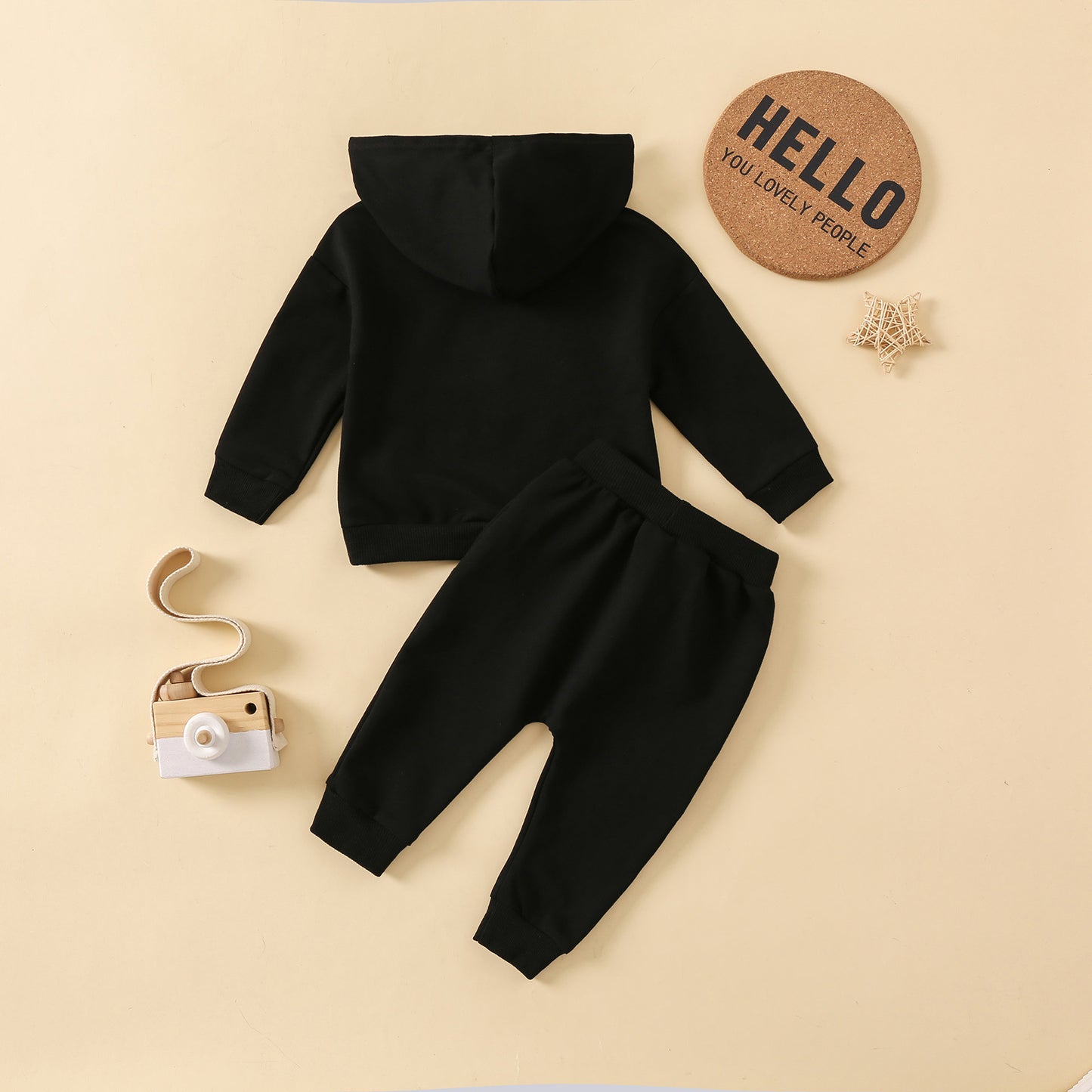 New Hoodie Letter Printed Solid Color Trousers Suit