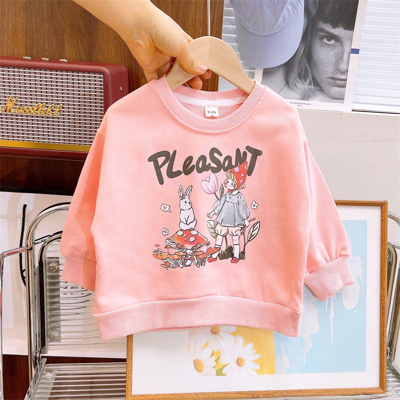 Girl's Loose And Versatile Cartoon Printed Hoodie