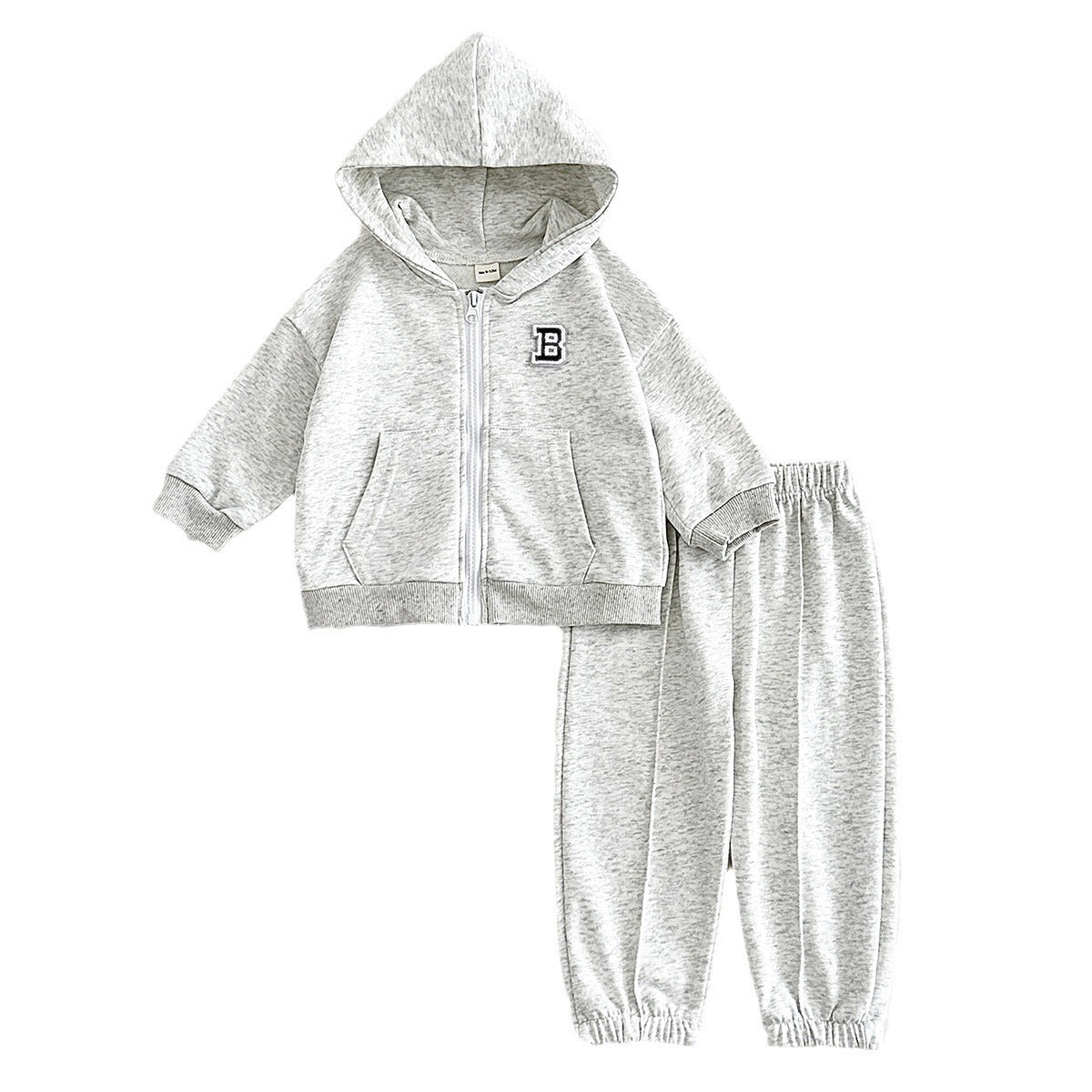 Fashion Personality Children's Gray Hoodie Suit