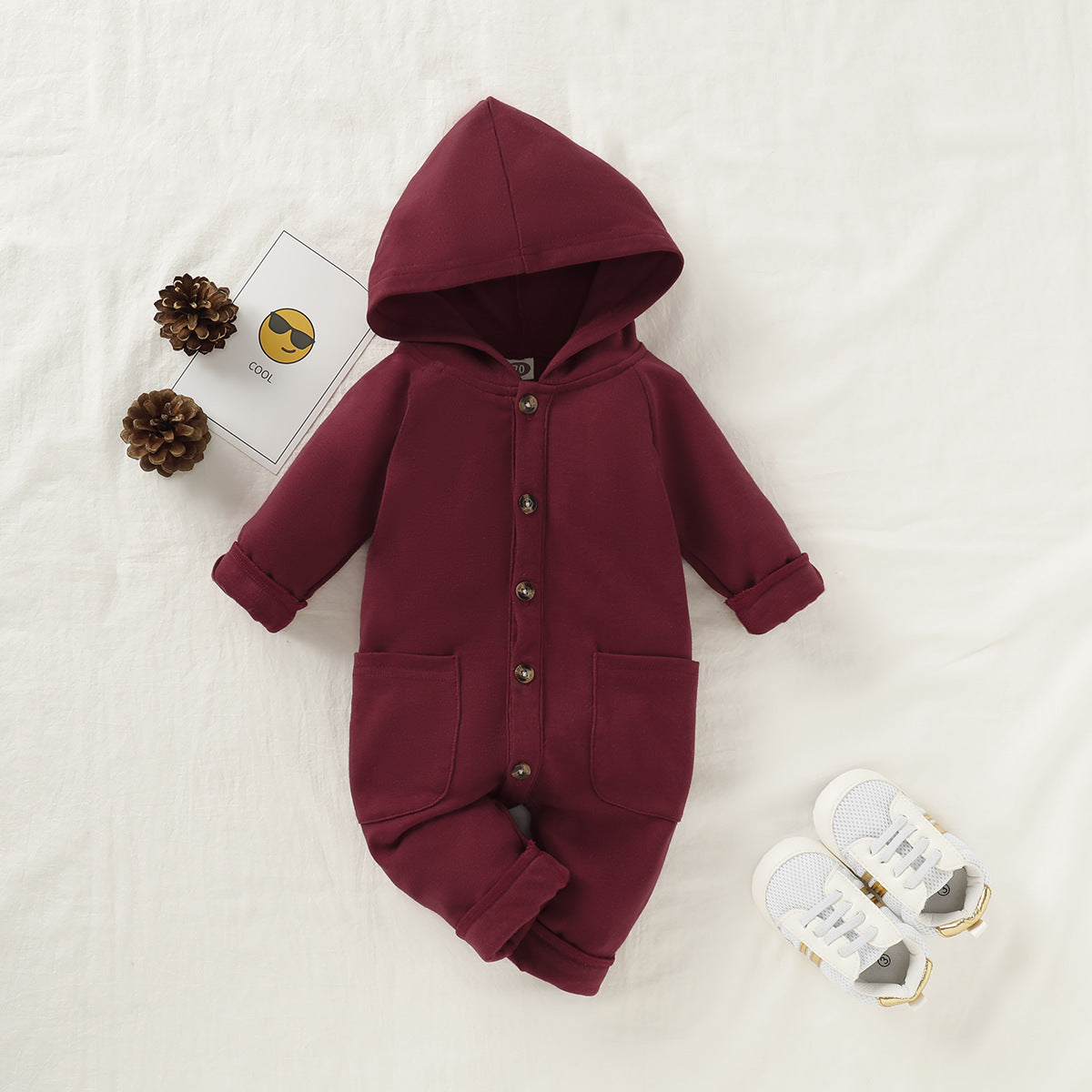 Solid color Hoodie Romper