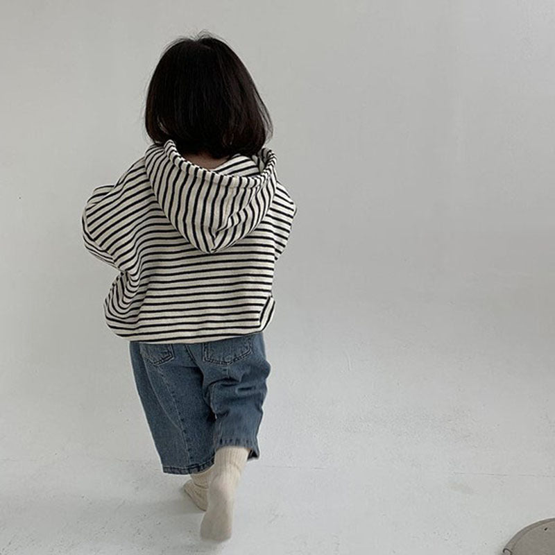 Children's Striped Casual Loose-fitting Hoodie Sweater Coat