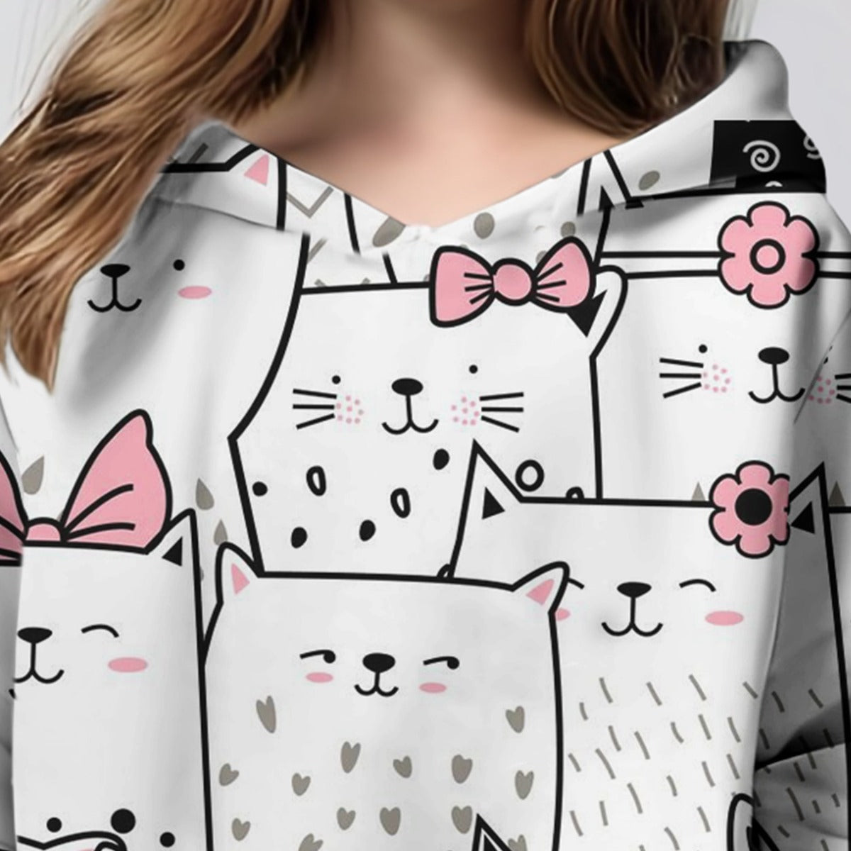 Foreign Trade Wholesale Personalized Cartoon Cat Hoodie Long-sleeved Sweater