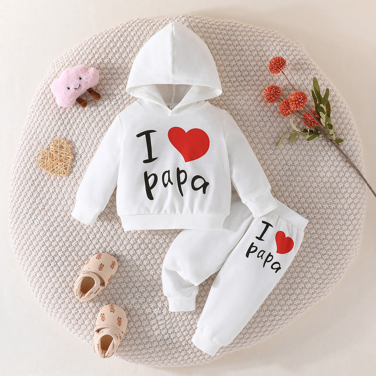 New Baby Love Letter Printed Hoodie Trousers Set