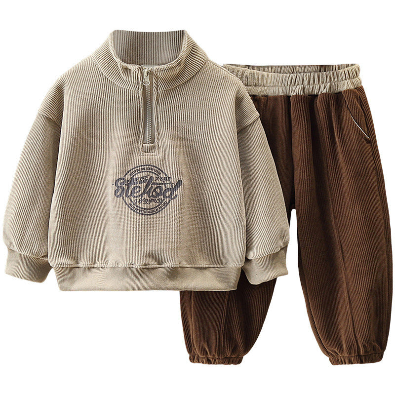 Boys' Minimalist Printed Hoodie And Pants Set