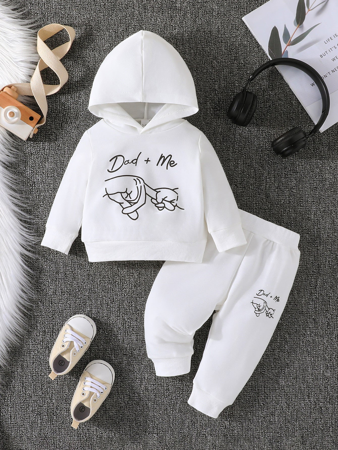 Baby Boy Solid Color Hoodie Trousers Suit