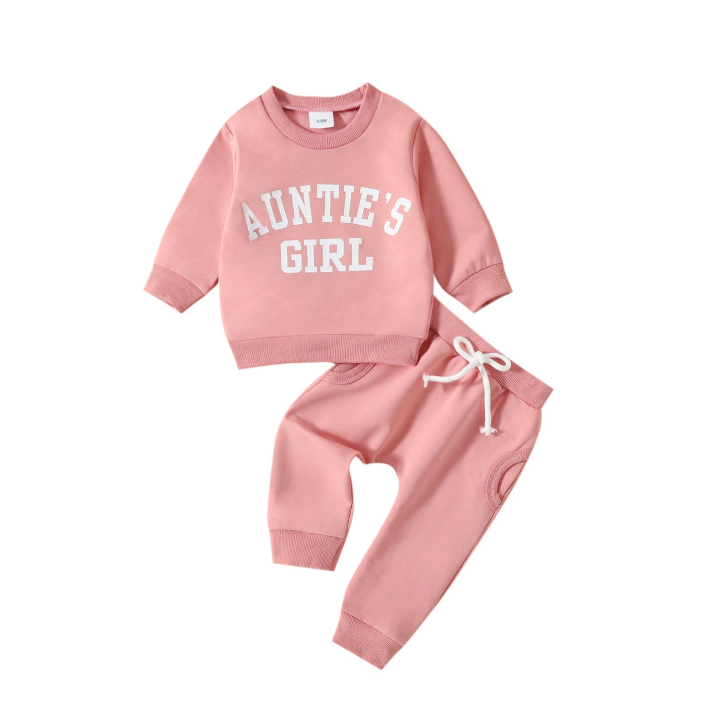 Girls' Printed Solid Color Hoodie Trousers Casual Two-piece Suit