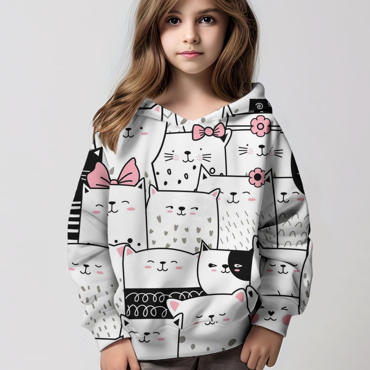 Foreign Trade Wholesale Personalized Cartoon Cat Hoodie Long-sleeved Sweater