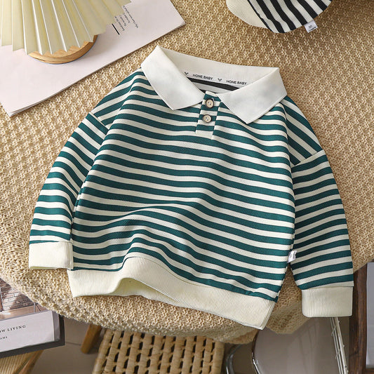 Boys' Versatile College Style Striped Hoodie