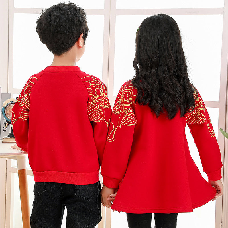 Children's Sweater Winter Chinese Style Boy New Year's Hoodie