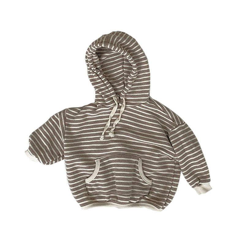 Children's Striped Casual Loose-fitting Hoodie Sweater Coat