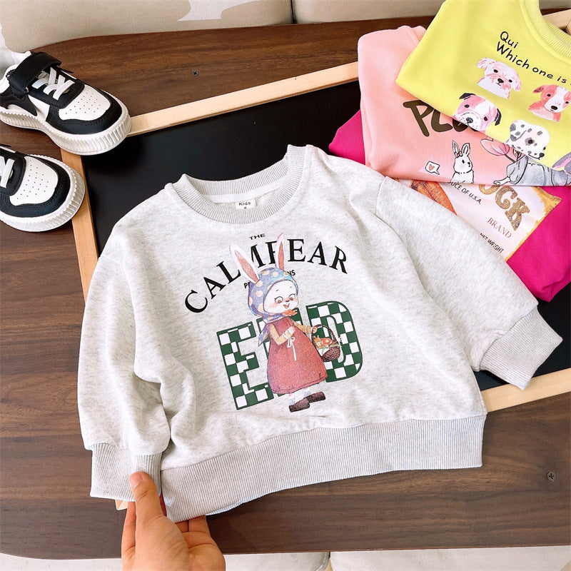 Girl's Loose And Versatile Cartoon Printed Hoodie