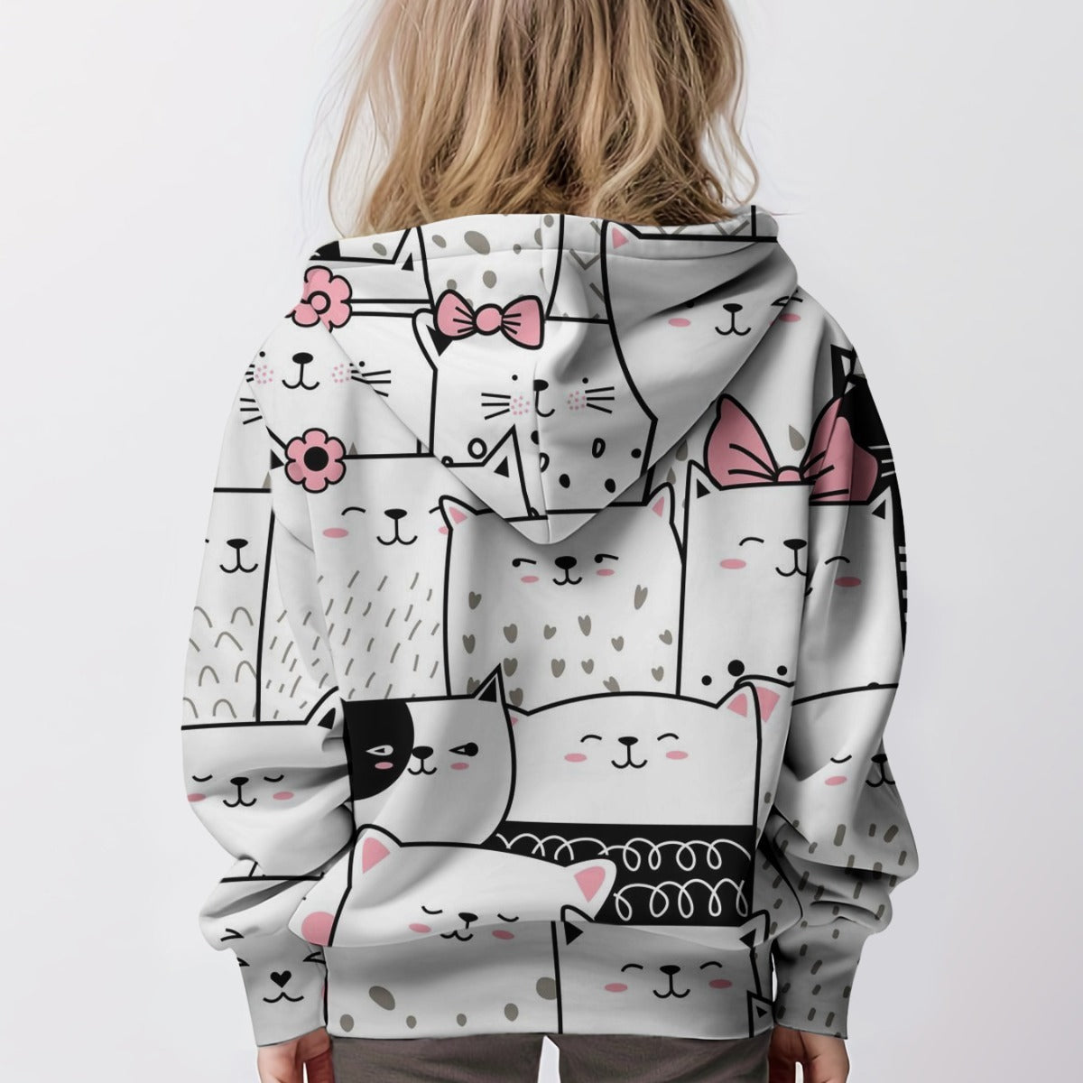 Foreign Trade Wholesale Personalized Cartoon Cat Hoodie Long-sleeved Sweater