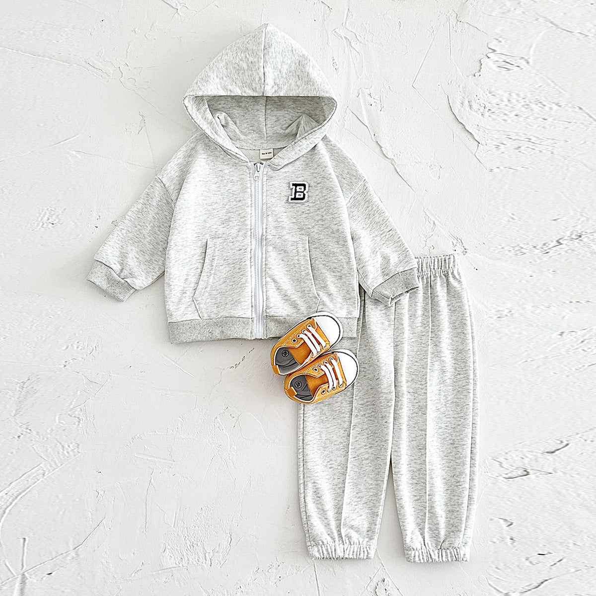 Fashion Personality Children's Gray Hoodie Suit